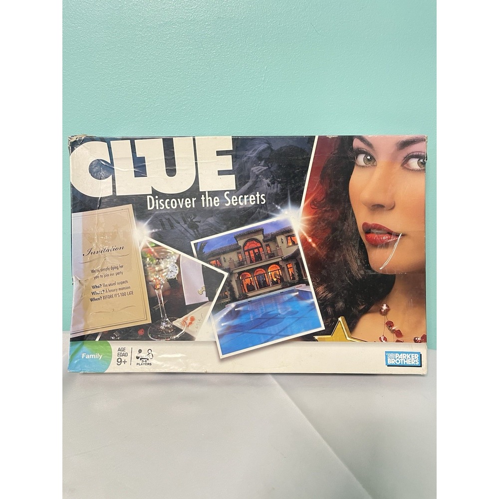 CLUE DISCOVER THE SECRETS FAMILY BOARD GAME MYSTERY PARKER BROTHERS COMPLETE